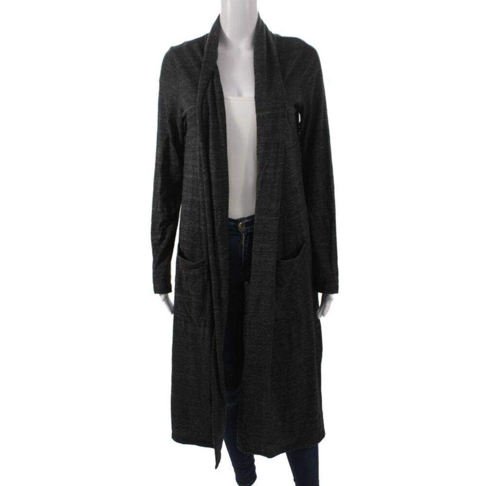 Alternative Womens Cardigan Sweater Gray Polyester Long Sleeve Collared Size L